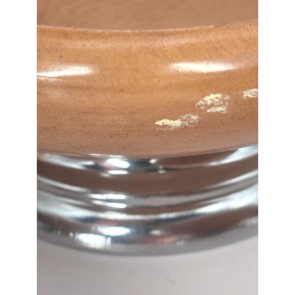 Set of 4 Vintage MCM Salad Bowls Hellerware Wood & Chrome Pedestal Replacement - Picture 11 of 16